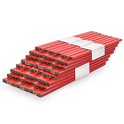 Crayons charpentier octogonaux Cocoarm 175 mm rouges en lot de 72 pièces pour traçage