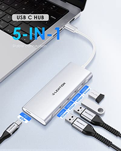 Hub USB C, 4 Porte USB 3.0 5Gbps, Adattatore USB C a USB OTG, PD 60W, Per MacBook Pro 2025-2016, Nuovo Mac Air, iPhone 17 Plus Pro Max, Surface Pro, Chromebook, Dell, HP (C31) - Hub USB - Immagine 1