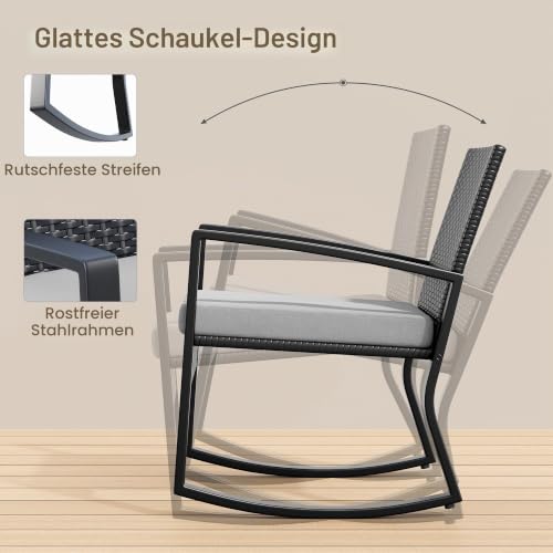 Xbro Rattan Gartenmöbel Set für 4 Person, Balkonmöbel Lounge mit 2 stühlen – Ansicht 5