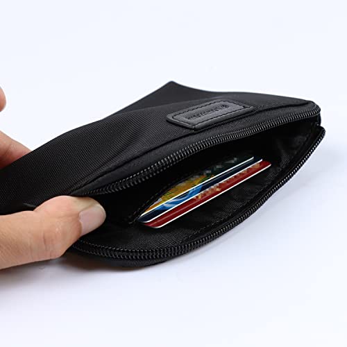 Coin Purse Change Wallet Pouch Nylon Card Holder for Women,Black,Gift wrapping3