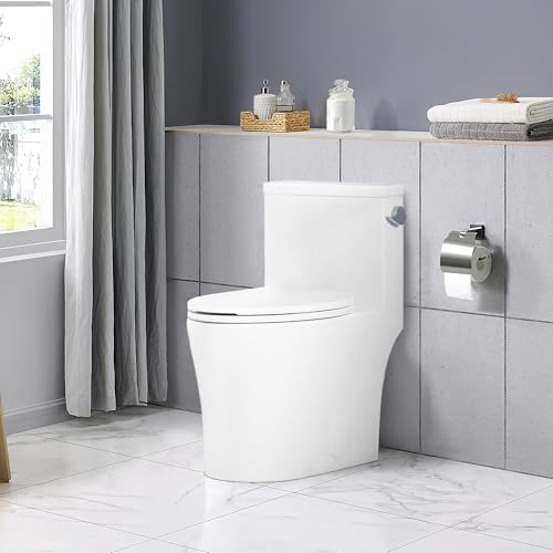 Elongated One-Piece Toilet with Dual Flush Top Buttons, ADA Compliant Comfort Height, 3/4.8 LPF Water Efficient, Soft-Close Seat & Easy-Clean Ceramic