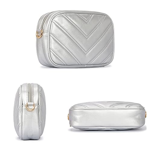 Image of Herald Quilted Small Crossbody Bag with Coin Pouch for Women | Lightweight, Vegan Leather, Trendy Style, Detachable Mini Pouch, 2 Size Cross Body Handbags with Wide Strap for Daily Travel