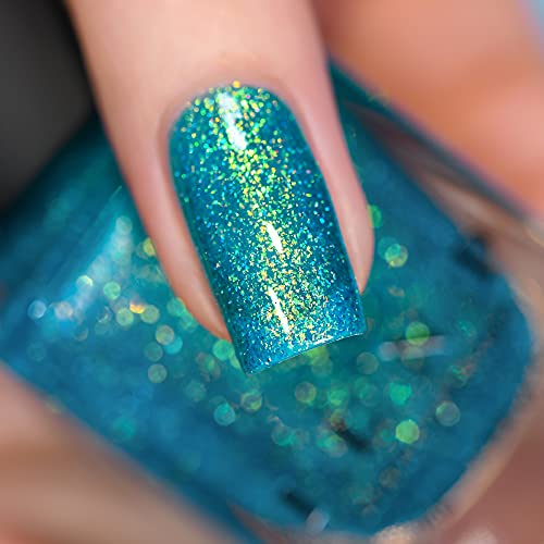Image of ILNP Blue Lagoon - Shimmering Teal Holographic Jelly Nail Polish