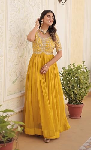 Image of Fashion Basket Georgette Embroidered Anarkali Gown for Women