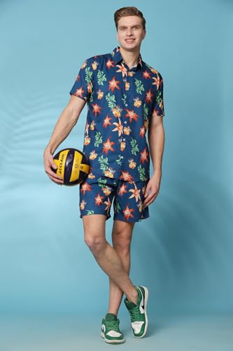 Image of Mens Printed Casual Shirts and Shorts Set Button Down Co-ord Set