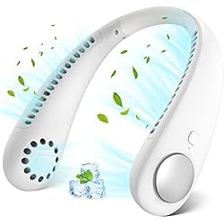 Ventilador Spray Ventilador de Cuello, 2600 mAh Portatil Mini Ventilador Silencioso, Ventilador sin Aspas Manos Libres, Mini Ventiladores USB Recargable con 3 Velocidades,Ventilador USB para Interior, Oficina,Viajes