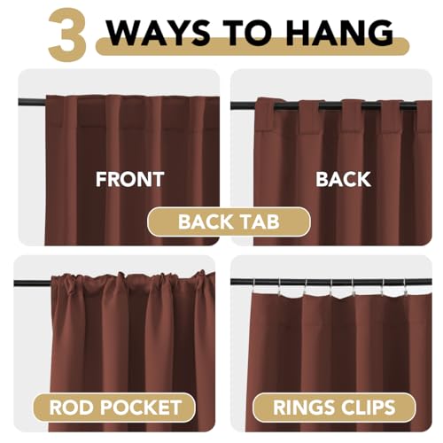 Image of H.VERSAILTEX Blackout Curtains Thermal Insulated Window Treatment Panels Room Darkening Blackout Drapes for Living Room Back Tab /Rod Pocket Bedroom Draperies (2 Panels, Rust, 42 x 84 Inch)