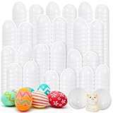 Meooeck 100 Pcs DIY Easter Eggs White Plastic Fillable DIY Empty Blank Eggs for Basket Stuffers Fillers Easter Theme Party Favor Hunt Classroom Prize (1.6 x 2.4 Inch)