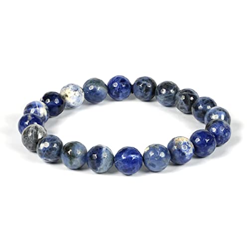 Image of Certified Natural Crystal Stone Diamond Cut /Faceted 10 mm Beads Bracelet for Men & Women | Reiki Charged Gemstone Jewellery | Multiple Stone Variants Available