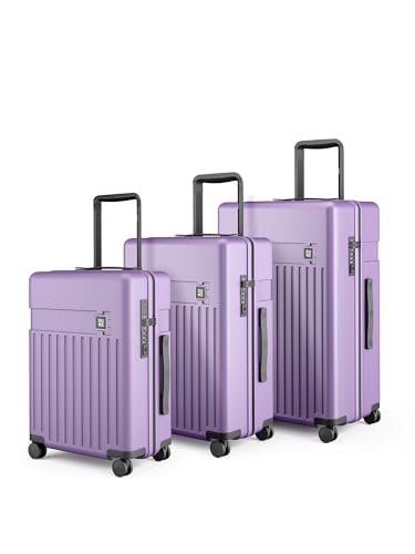 Image of EUME Classic Cabin 55 Cm, Check-in Medium 65 Cm & Check-in Large 75 Cm Luggage Trolley Bags for Travel - Set of 3 (Violet Ash) | Polycarbonate (PC) 8 Hinomoto Wheels Suitcase | Cabin Trolley Bags