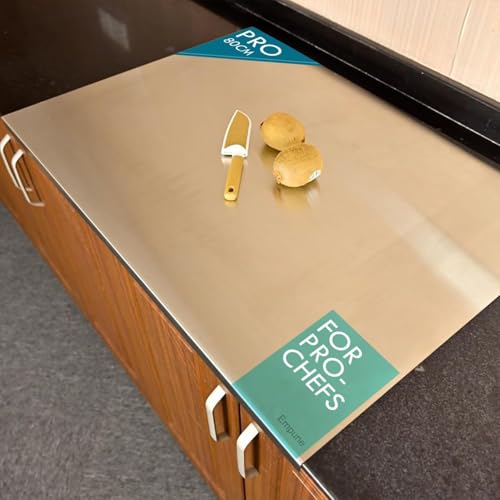 Image of Empune 304 Stainless Steel Chopping Board with Lip for Kitchen| Free Rollin Pin | Reversible | for Cutting Vegetables, Meat,Fish,Fruits | Cutting Board | 2XL | 80 X 50 cm