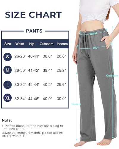 Image of BAMBOO COOL Women's Pajama Pants Comfy Lounge Sleep Bottoms with Pockets Stretch Drawstring Casual Pj Pants