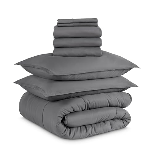 Bare Home 8-Piece Bed-in-a-Bag, Split Queen (Grey)