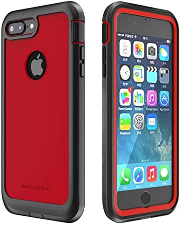ImpactStrong iPhone 7 Plus/iPhone 8 Plus Case, Ultra Protective Case with Built-in Clear Screen Protector Full Body Cover for iPhone 7 Plus/iPhone 8 Plus (Red)
