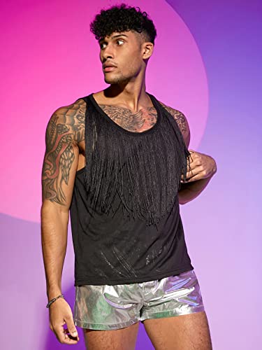 WDIRARA Men's Sheer Mesh Sleeveless Tank Top #TOP29