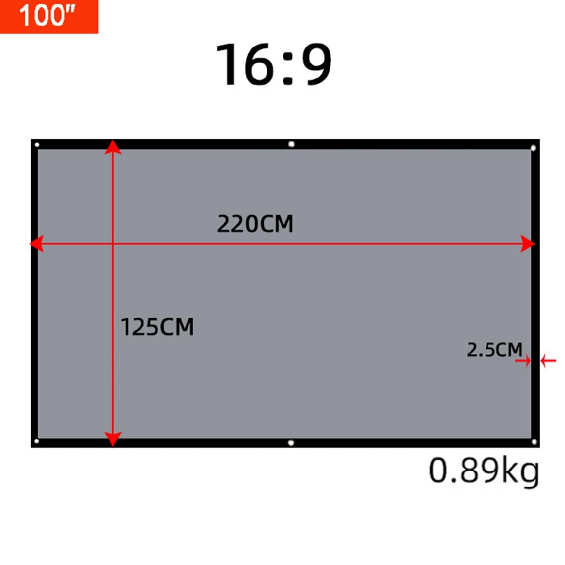 Schermo per Proiettore da 50-130 pollici, Proiettore HD 16:9 per Esterni per Giardino,Campeggio,Schermo Cinematografico Portatile Pieghevole per Camera da Letto, Home Theater(100inch)