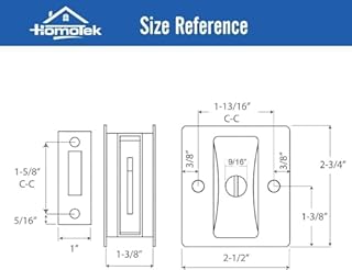 HOMOTEK 1 Pack Privacy Sliding Door Lock with Pull - Replace Old Or Damaged Pocket Door Locks Hardware Quickly and Easily, 2-3/4”x2-1/2”, for 1-3/8” Thickness Door,Brushed Brass