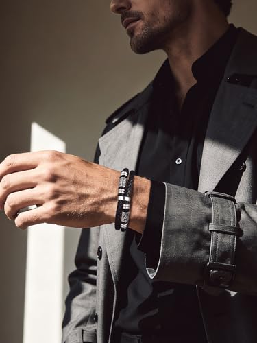 Pulsera para hombre con cuerda doble negra y nudos celtas miniatura 6