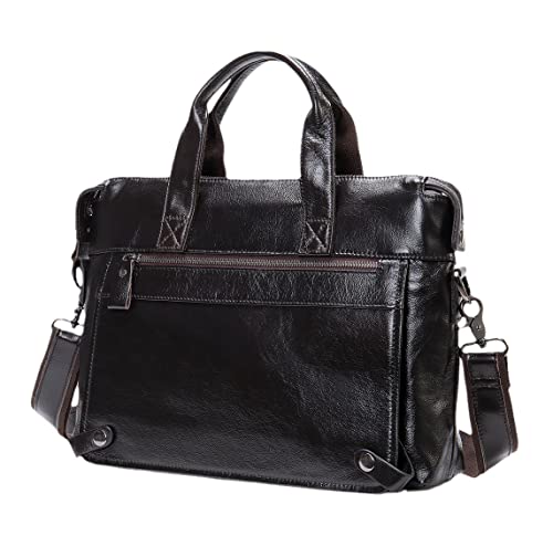 Men Genuine Leather Briefcase Bag Satchel Messenger Bags Leather Laptop Bag Document Totes Computer Bags