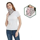 FOXSEON Travel Pillow, Butterfly Elastic Neck Support Pillow for Airplanes, Home or Office nap Warm Pillow, Easy to Clean and Carry, with Luxury Storage Bag(Light Gray)