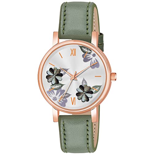 Image of Multicolor Flower Dial Leather Strap Gifts for Women Formal Girl's and Women's Watch Women's Analog Combo Watch for Women (Pack of 4)