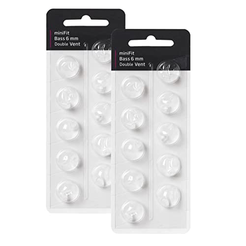 Hearing Aid Domes for Oticon Replacements, Oticon Minifit Double Vent Bass Domes (6 mm/2 Packs), Universal Domes for Oticon Hearing Aid Supplies.