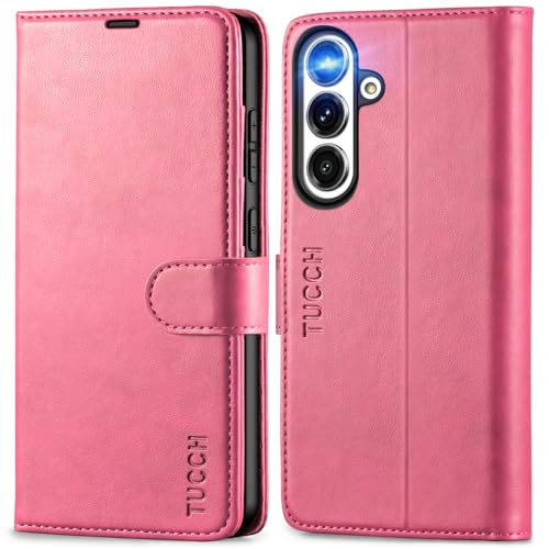 Coque pour Galaxy S25 Plus 5G étui cuir synthétique rose fuchsia