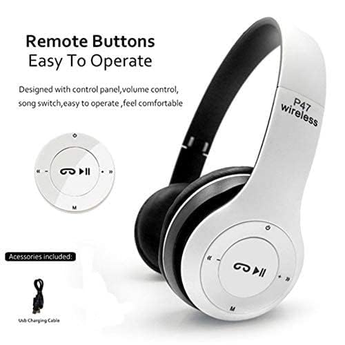 Image of Clokify Over-Ear Wireless Gaming Headphones, Bluetooth with Microphone with Long Battery Backup (White)