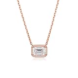 LBRTMED Collares para mujeres, 6 * 8 mm 2ct esmeralda cortado moissanite colgante diamante con collares de plata 100% S925 para mujeres