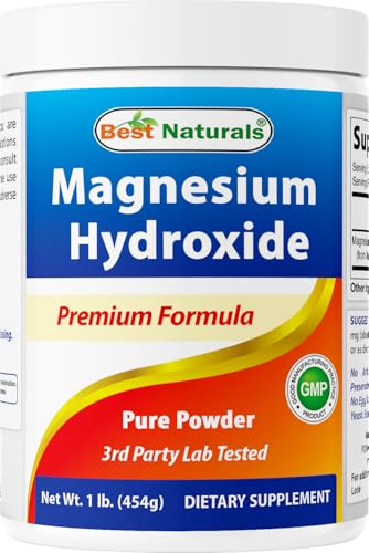 Best Naturals Magnesium Hydroxide Powder - 380mg of Elemental Magnesium per Serving - 454 Servings per Cotainer - 1 Pound