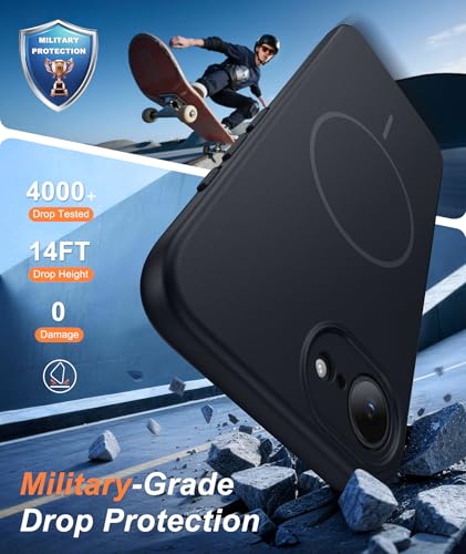 Image of FNTCASE for iPhone 17e & iPhone 16e Case: [Compatible with Magsafe] Solid Matte Magnetic Phone Cover with [Full Camera Protection] [Screen Protector] Military Grade Shockproof Protective, Black