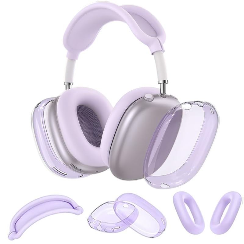 Silicone Case Cover for AirPods Max Headphones (2024/2020), Clear Soft TPU Ear Cups Cover/Ear Pad Case Cover/Headband Cover 3-in-1 Transparent