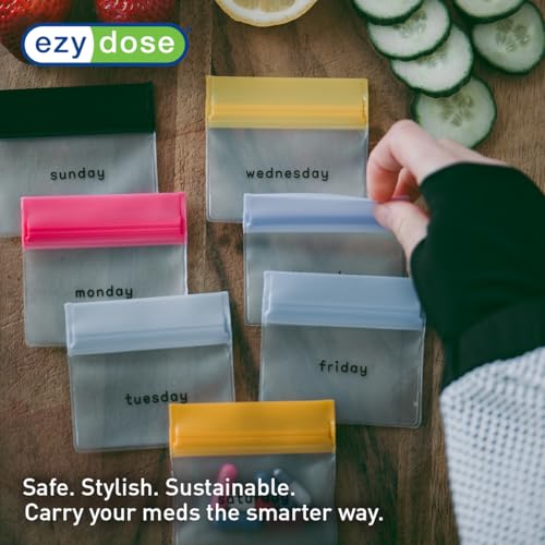Image of Ezy Dose Reusable 7-Day Travel Pill Pouch Set, Colored Days of the Week (Pack of 2)