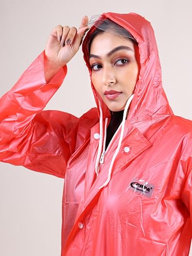 Image of Rupa Rainsuit Women Waterproof PVC Raincoat with Hood & Carry Bag | Lightweight Rainwear for Women with Front Zip | Solid Color | Standard Length | Pack of 1