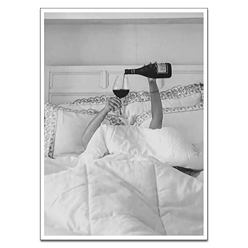 VERENIX Preppy Leinwand-Wandkunst, Schwarz-Weiß-Bilder, femininistisches Poster, trendiges Teenager-Mädchen, flippige Wanddekoration für Wohnzimmer, Bar, Wagen, 30,5 x 40,6 cm, ungerahmt