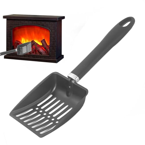 Stainless Steel Fireplace Shovel | Hollow Out Coal Scoop for Charcoal | Heavy Duty Fire Pit Cleaning Tool with Handle for Indoor and Outdoor Fireplace Use