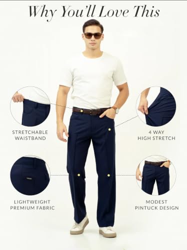 Image of The Pant Project Relaxed Fit Korean Pintuck Pants for Men | Stylish Relax Fit Men's Wear Trousers for Office or Party | Mens Fashion Dress Trouser Pant