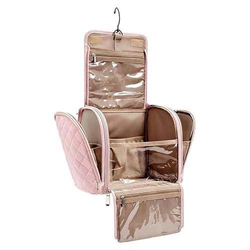 de lavado versátil, de cosméticos colgante, de cosméticos con múltiples compartimentos, estuche de maquillaje de nailon impermeable, organizador de maquillaje con forro de PVC