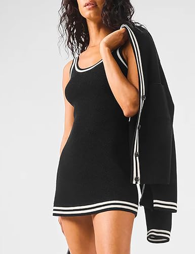 TQD Tennis Dress for Women Athletic Striped Knitted Sweater Tank Mini Active Casual Club Golf Dresses 2025 Trendy4