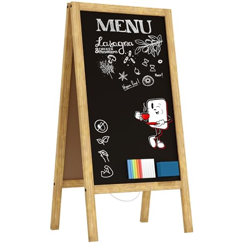 ALLboards Chevalet Stop Trottoir avec Cadre en Bois Naturel Laqué 100x60cm, Chevalet Ardoise