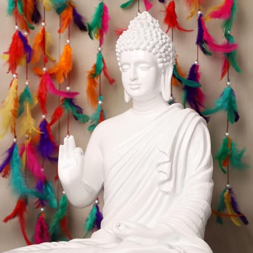 Image of 2 Feet Height Decorative Meditating Buddha Idol for Home Decor Big Size, Black Ceramic Murti, Meditation Buddha Statue, Home Garden Decor (White)