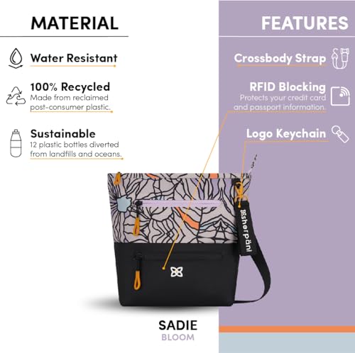 Image of Sherpani Sadie, Nylon Crossbody Bag, Lightweight Shoulder Bag, Travel Cross Body Purse, Crossbody Bags for Women, RFID Protection WITHOUT Coin Purse (Bloom)