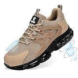 Hogent Steel Toe Shoes for Men Women Composite Toe Work Sneakers Indestructible Safety Tennis Shoes Lightweight Breathable Construction Sneakers Puncture Proof Air Cushion Ergonomic Design