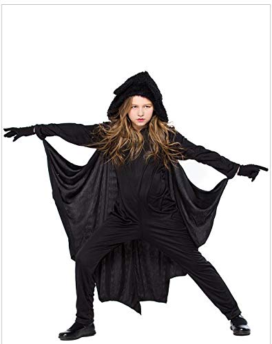 JADE Kids Halloween Costume -Black Bat Wings Hooded Cape Costume with Gloves for Boys & Girl – Bat Costume for Halloween