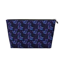 Cyber \u200B\u200BCowboy Boots Print Makeup Bag, Cosmetic Travel Toiletry Bag for Women, Cute Leather Makeup Pouch Organizer