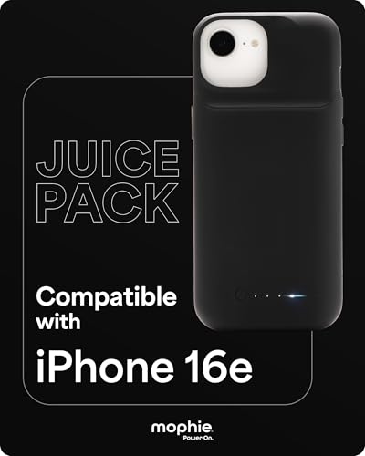 Image of Mophie Juice Pack Battery Case for iPhone 17e / 16e - Slim Charging Case, Magnetic Back for Wallets & Mounts, +50% Extra Battery Life, Enhanced 6-Foot Drop Protection, Sustainable Material, Black