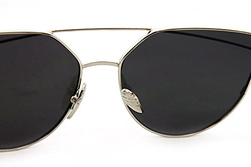 Newbee Fashion - "Clarkson" Geometric Ultra Premium Brushed Aluminum Flash Sunglasses3