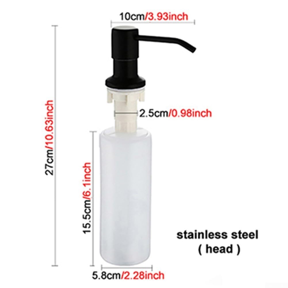Dispensador de jabón negro, dispensador de fregadero de cocina de 500 ml, fácil y rápido de usar (negro)