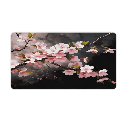 Tapis de souris grand format fleurs de cerisier sous-main imperméable bureau gaming fille
