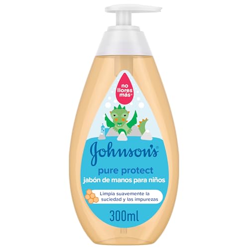 Johnson's Baby Pure Protect Jabón de manos para niños, jabón natural que limpia la suciedad y las impurezas, para una piel limpia y con aspecto saludable, 1 x 300 ml